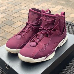 Lightly worn Jordan True Flight burgundy sneakers